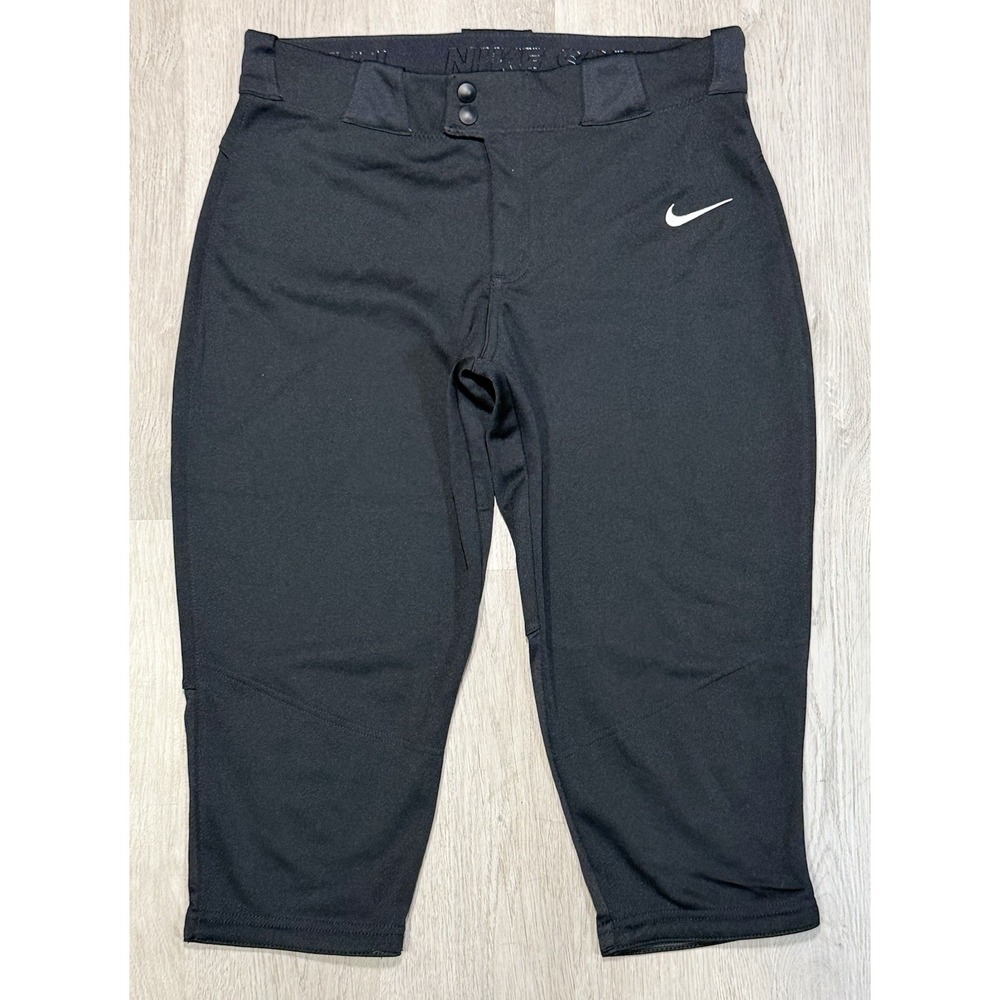 Nike Softball Vapor Pants Women's Size Medium Black Cropped Stretch AV6642-010